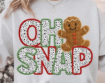 OH SNAP GINGERBREAD png, faux yarn digital for sublimation & dtf, Oh Snap png, Christmas png, punny Christmas png, gingerbread png