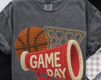GAME DAY BASKETBALL png, faux yarn basketball png, basketball season, yarn game day png, basketball Mom, crochet basketball png