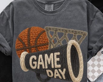GAME DAY BASKETBALL png, faux yarn basketball png, basketball season, yarn game day png, basketball Mom, crochet basketball png