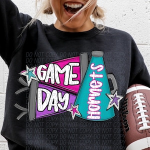 HORNETS GAME DAY png, Hornets digital for sublimation & dtf, Hornets school spirit, Hornets cheer png, Hornets football png, pink Game Day