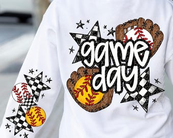 BASEBALL SOFTBALL GAME Day png, baseball softball sleeve png, baseball softball digital for sublimation & dtf, mom of both baseball softball