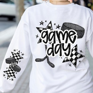 HOCKEY GAME DAY png, hockey sleeve png, hockey digital for sublimation & dtf, checker hockey png, Hockey mom png, hockey stars image 1