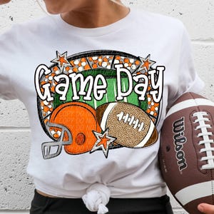GAME DAY FOOTBALL png, football season, game day png, football Mom png, football digital for sublimation & dtf, football game day orange png