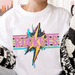ROCKETS png, Rockets digital for sublimation & dtf, Rockets school spirit png, school spirit png, retro rockets png, rockets bolt png