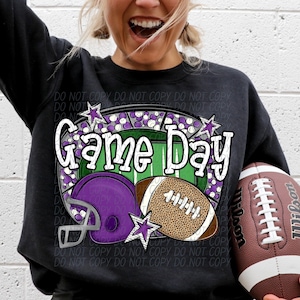 GAME DAY FOOTBALL png, football season, game day png, football Mom png, football digital for sublimation & dtf, football game day purple png