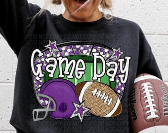 DÍA DEL JUEGO DE FÚTBOL png, temporada de fútbol, día del juego png, mamá del fútbol png, fútbol digital para sublimación y dtf, día del juego de fútbol morado png