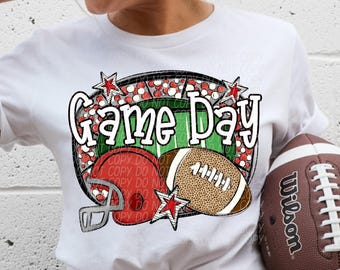 GAME DAY FOOTBALL png, football season, game day png, football Mom png, football digital for sublimation & dtf, football game day red png