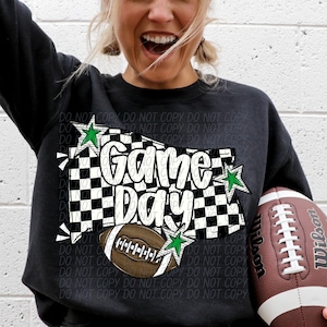 FOOTBALL GAME DAY png, Game Day digital for sublimation & dtf, checker game day png, Football mom png, football season png, green football