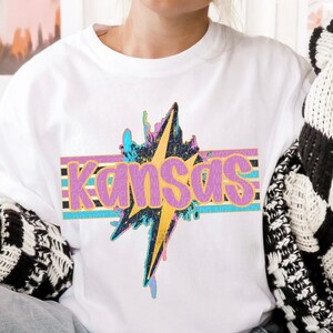 KANSAS digital for sublimation and dtf, Kansas png, retro state png, state png, Kansas graphic, Kansas bolt png