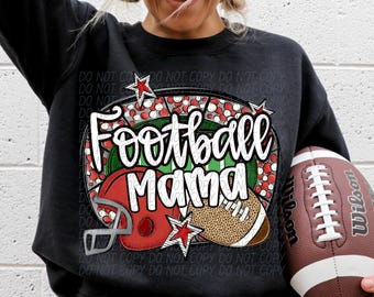 FOOTBALL MAMA png, football season, game day png, football Mom png, football digital for sublimation & dtf, football game day red png