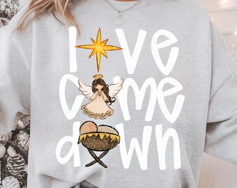 EL AMOR BAJÓ png, El amor bajó digital para sublimación y dtf, Navidad, Jesús Navidad png, Navidad cristiana png, niño Jesús png