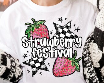 STRAWBERRY FESTIVAL png, strawberry season digital for sublimation & dtf png, Strawberry festival png, Checker strawberry png