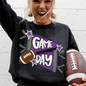 FOOTBALL GAME DAY png, Game Day digital for sublimation & dtf, purple game day png, Football mom png, football season png, football png