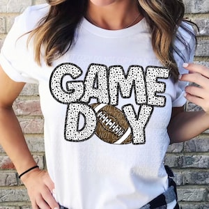 FOOTBALL GAME DAY faux embroidery digital for sublimation & dtf, football season png, football game day png, Football Mom png, football png