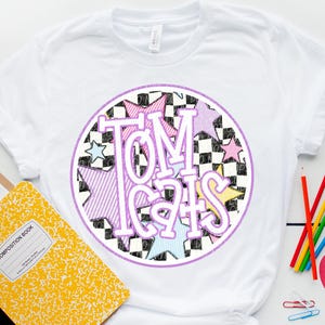 TOMCATS png, Tomcats School Spirit digital for sublimation & dtf, Tomcats stars png, seersucker school spirit png, Tomcats mascot png