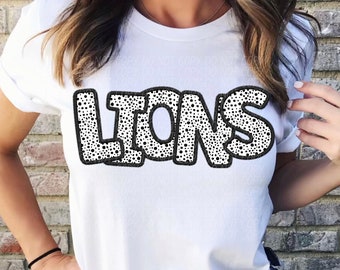LIONS png, Lions faux embroidery digital for sublimation & dtf, Lions dots png, Lions digital, Lions mascot png