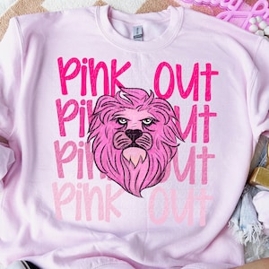 LIONS PINK OUT digital for sublimation & dtf png, pink out png, breast cancer awareness png, in October Lions Wear Pink png, lions png