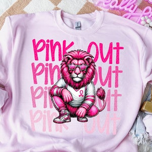LIONS PINK OUT digital for sublimation & dtf png, pink out png, breast cancer awareness png, in October Lions Wear Pink png, lions png