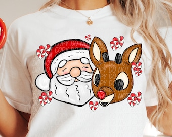 SANTA REINDEER png, Christmas buddies png, Christmas digital for sublimation & dtf, Hippie Christmas png, Christmas png