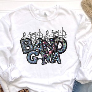 BAND G-MA png, faux embroidery rhinestone band grandma png, Band Grandma digital for sublimation and dtf, marching band grandma png