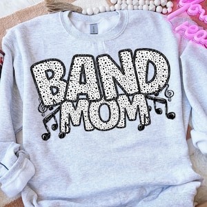 BAND MOM png, faux embroidery band mom png, Band Mom digital for sublimation and dtf, marching band mom png, band mom dots