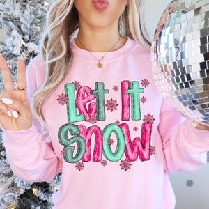 LET IT SNOW png, Winter png, Winter with snowflake sleeves png, Winter digital for sublimation and dtf, Snowflake png, Pretty Winter png