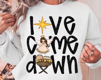 EL AMOR BAJÓ png, El amor bajó digital para sublimación y dtf, Navidad, Jesús Navidad png, Navidad cristiana png, Niño Jesús png