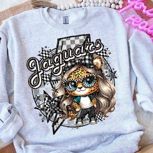 JAGUARS school spirit digital for sublimation & dtf png, Jaguars school spirit png, retro Jaguars png, checker school png, Jaguars game day