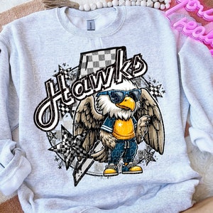 HAWKS png, Hawks digital for sublimation & dtf, hawks school spirit png, checker hawks png, checker school spirit png