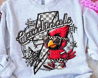Cardinals School Spirit PNG: Retro Checker Design (Digital Download)