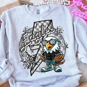 EAGLES png, digital for sublimation & dtf, eagles school spirit png, retro eagles png, checker school spirit png