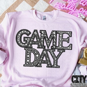 GAME DAY RHINESTONE png, faux embroidery, football season, rhinestone game day png, Football Mama, digital for sublimation & dtf