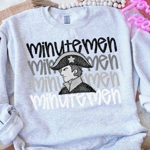 MINUTEMEN school spirit digital for sublimation & dtf png, Minutemen school spirit png, monochromatic Minutemen png, Minutemen game day
