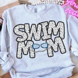SWIM MOM png, faux embroidery dots swim mom png, Swim Mom digital for sublimation and dtf, swim png, swim season png