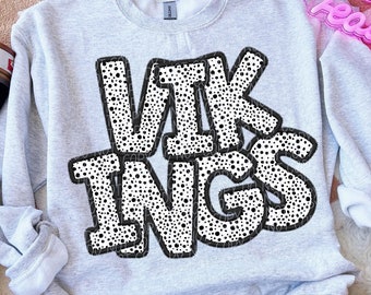 VIKINGS png, Vikings faux embroidery digital for sublimation & dtf, Vikings dots png, Vikings mascot png, Vikings school spirit png