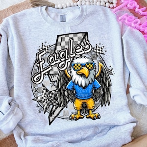 EAGLES png, digital for sublimation & dtf, eagles school spirit png, retro eagles png, checker school spirit png