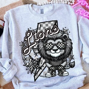 LIONS png, Lions school spirit digital for sublimation & dtf, Lions school spirit png, checker Lions png, checker school, Lions game day png