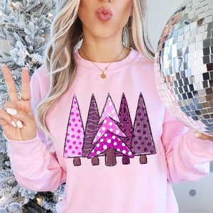PINK CHRISTMAS digital for sublimation and dtf, pink Christmas trees png, girly Christmas png, O Christmas tree png, cute Christmas trees