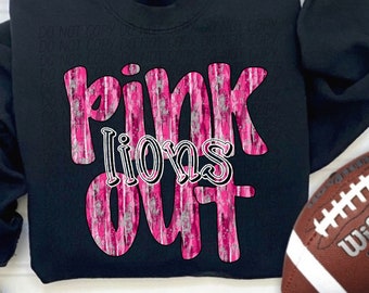 LIONS PINK OUT digital for sublimation & dtf png, pink out png, breast cancer awareness png, tackle cancer png, lions png