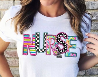 NURSE png, Faux Embroidery digital, digital for sublimation and dtf, nurse png, certified nurses assistant png