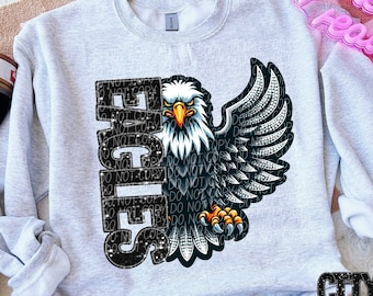 EAGLES png, rhinestone glitter faux embroidery eagles png, rhinestone mascot, digital for sublimation & dtf, rhinestone school spirit