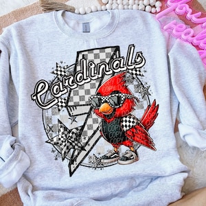 CARDINALS png, digital for sublimation & dtf, cardinals school spirit png, retro cardinals png, checker school spirit png