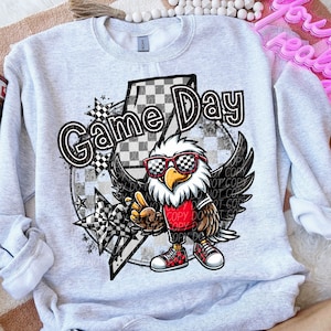 EAGLES GAME DAY digital for sublimation & dtf png, eagles school spirit png, retro eagles png, checker school spirit png