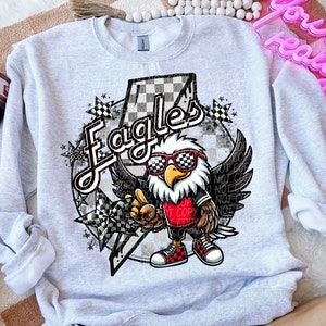 EAGLES png, digital for sublimation & dtf, eagles school spirit png, retro eagles png, checker school spirit png