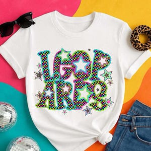 LEOPARDS png, Leopards digital for sublimation & dtf, bright stars school spirit png, leopards school spirit png, bright retro leopards png