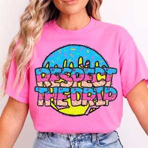 RESPECT THE DRIP Softball png, ice cream faux embroidery softball digital for sublimation & dtf, drip softball png, Softball ice cream png