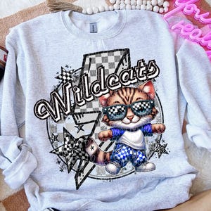 WILDCATS png, Wildcats school spirit digital for sublimation & dtf, Wildcats school spirit png, checker Wildcats png, Wildcats game day png