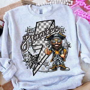 PIRATES school spirit digital for sublimation & dtf png, Pirates school spirit png, retro Pirates png, Pirates game day