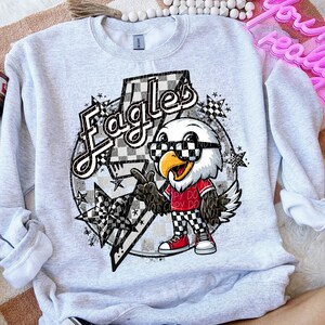 EAGLES png, digital for sublimation & dtf, eagles school spirit png, retro eagles png, checker school spirit png