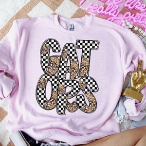 GATORS LEOPARD CHECKER School Spirit digital for sublimation & dtf png, leopard school spirit png, checker school spirit png, Gators png